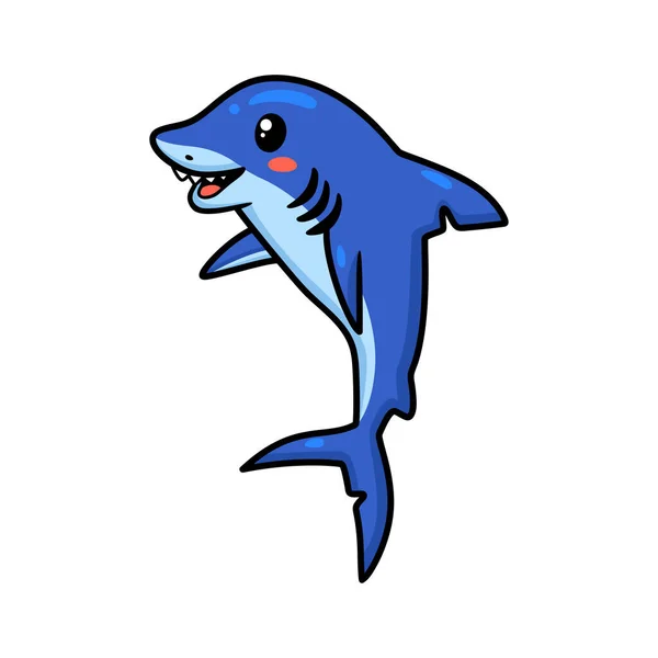 Vector Illustration Cute Little Shark Cartoon Swimming — Stock Vector