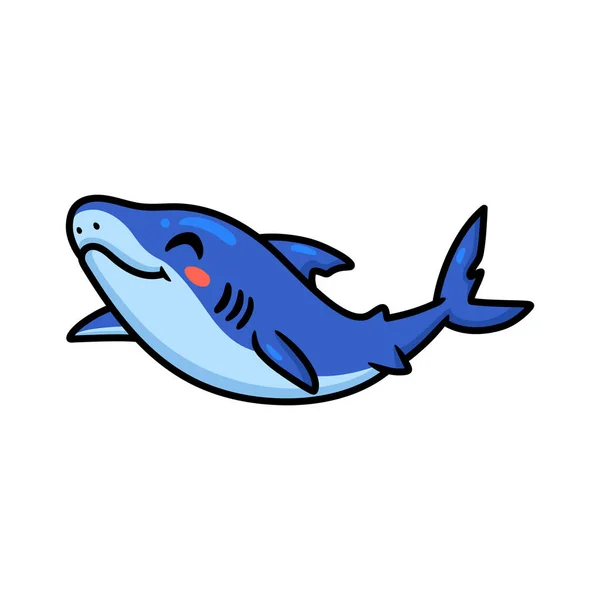 Ilustración Vectorial Lindo Tiburón Pequeño Dibujos Animados Natación — Vector de stock