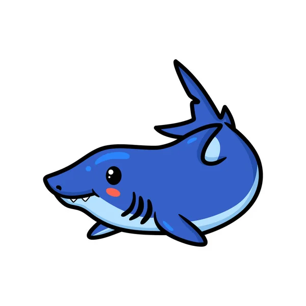 Wektor Ilustracja Cute Little Shark Pływanie Kreskówki — Wektor stockowy