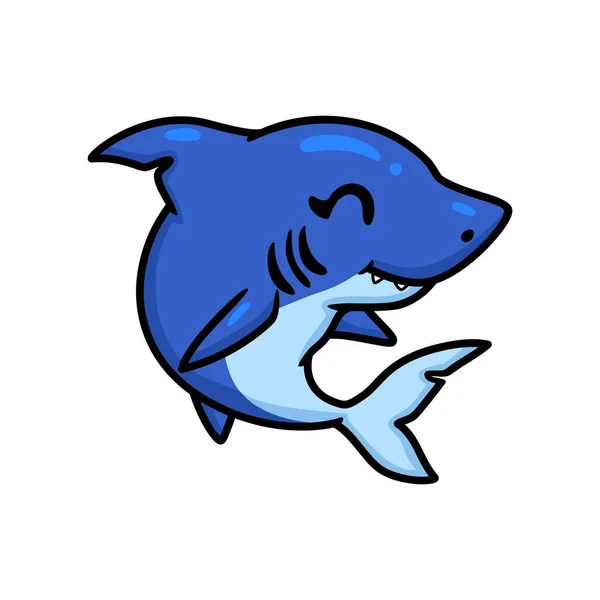 Wektor Ilustracja Cute Little Shark Pływanie Kreskówki — Wektor stockowy