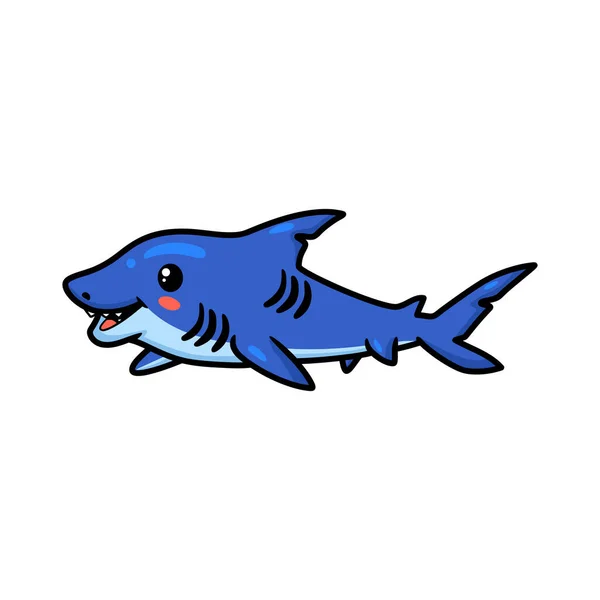 Ilustração Vetorial Natação Dos Desenhos Animados Tubarão Bonito —  Vetores de Stock