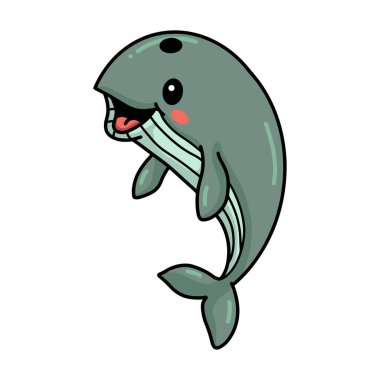 Küçük şirin balina yüzüşünün vektör çizimi