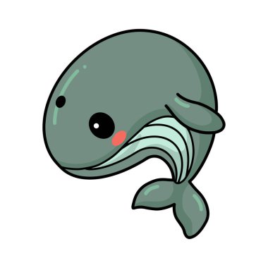 Küçük şirin balina yüzüşünün vektör çizimi