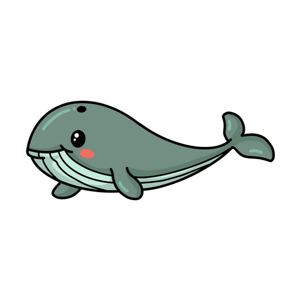 Vector Illustration Cute Little Whale Cartoon Swimming — Stock Vector