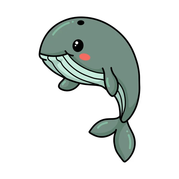 Ilustración Vectorial Linda Pequeña Ballena Dibujos Animados Natación — Vector de stock