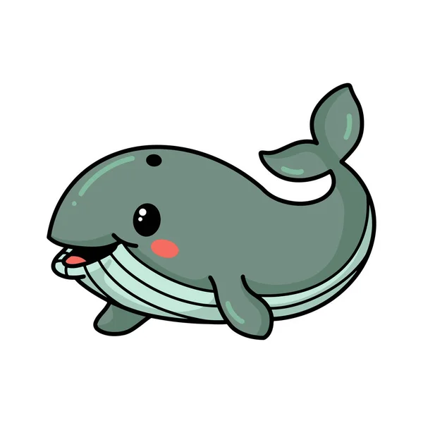 Векторная Иллюстрация Милого Маленького Китового Плавания — стоковый вектор