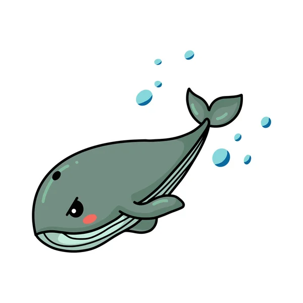 Vector Illustratie Van Leuke Kleine Walvis Cartoon Zwemmen — Stockvector