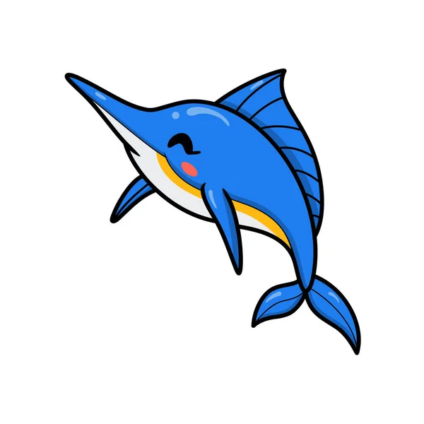 Vector Illustration Cute Little Marlin Cartoon Swimming — Stock Vector