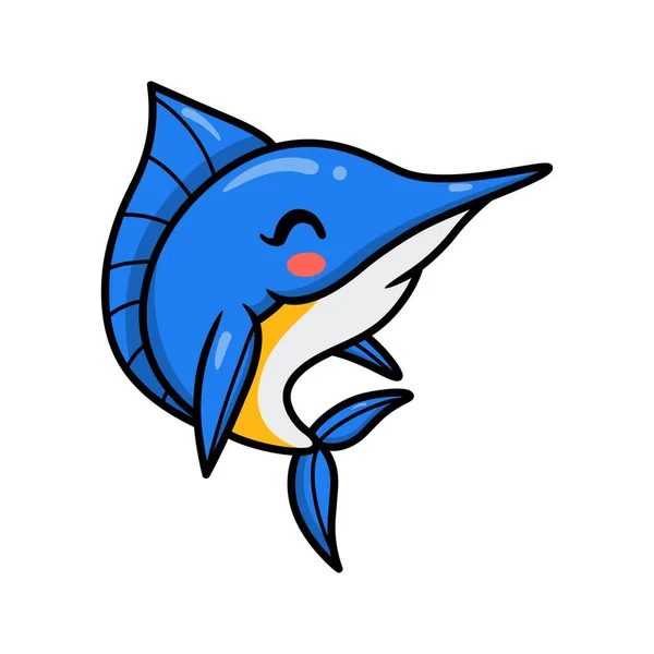 Vektor Illustration Des Niedlichen Kleinen Marlin Cartoon Schwimmen — Stockvektor