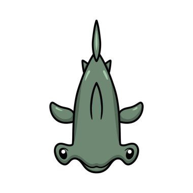 Küçük şirin çekiç başlı köpekbalığı yüzme çizgi filminin vektör çizimi