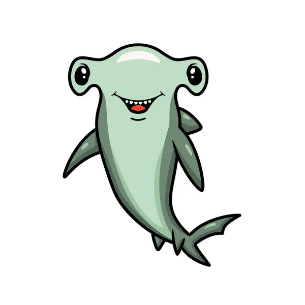 Illustration Vectorielle Dessin Animé Cute Hammerhead Shark Posant — Image vectorielle