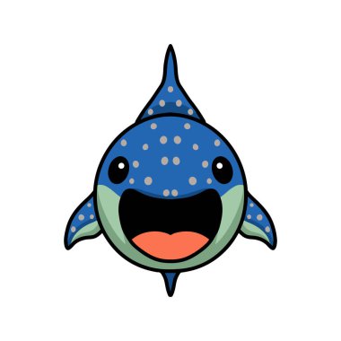 Şirin balina köpekbalığı yüzme çizgi filminin vektör çizimi