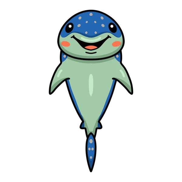 Vector Ilustración Tiburón Ballena Lindo Pie Dibujos Animados — Vector de stock