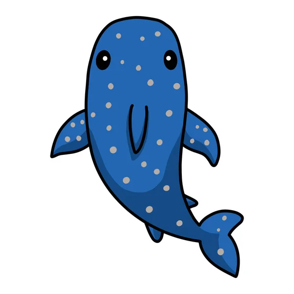Ilustración Vectorial Lindo Tiburón Ballena Dibujos Animados Natación — Vector de stock