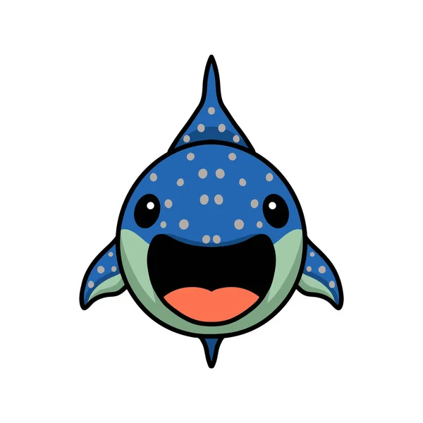 Vektorové Ilustrace Roztomilé Velryby Žralok Kreslený Plavání — Stockový vektor