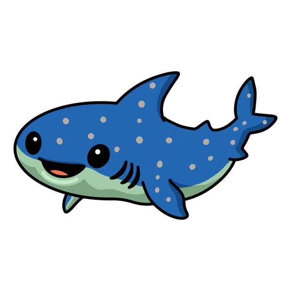 Vector Illustration Cute Whale Shark Cartoon Swimming — Stock Vector