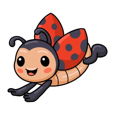 Küçük sevimli uğur böceği çizgi filminin vektör çizimi