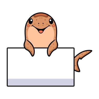 Boş işaretli şirin kaplan köpekbalığı çizgi filminin vektör illüstrasyonu