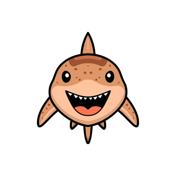 かわいいトラサメの漫画のベクトルイラスト水泳 — ストックベクタ