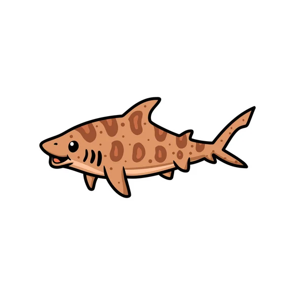 Vektorové Ilustrace Roztomilého Žraloka Tygřího Kreslené Plavání — Stockový vektor