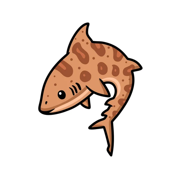 Vector Illustration Cute Tiger Shark Cartoon Swimming — Stock Vector