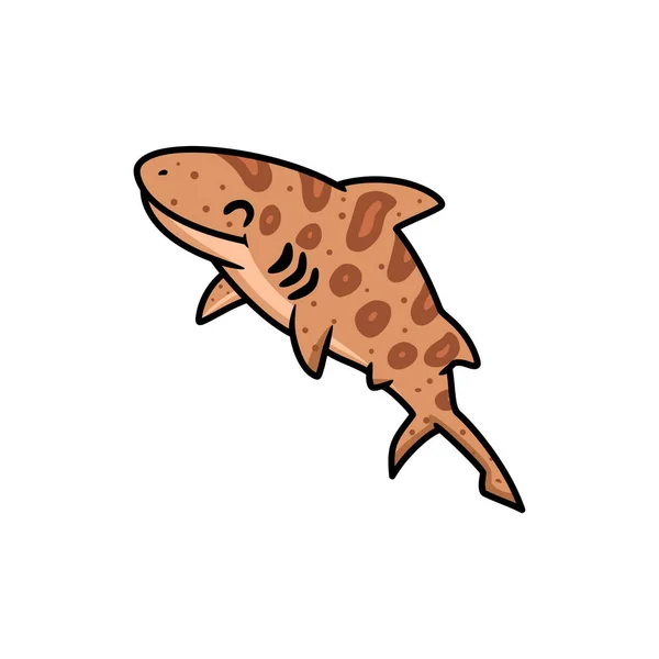Vector Illustration Olf Tiburón Tigre Lindo Dibujos Animados Natación — Vector de stock
