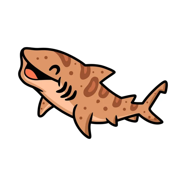 Wektor Ilustracja Cute Rekin Tygrysi Pływanie Kreskówki — Wektor stockowy