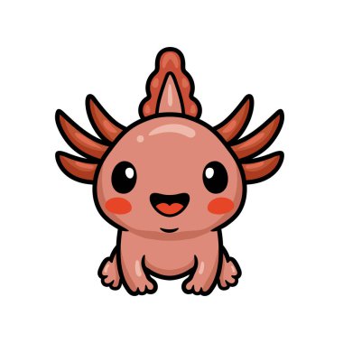 Şirin axolotl çizgi filmi oturma vektörü çizimi