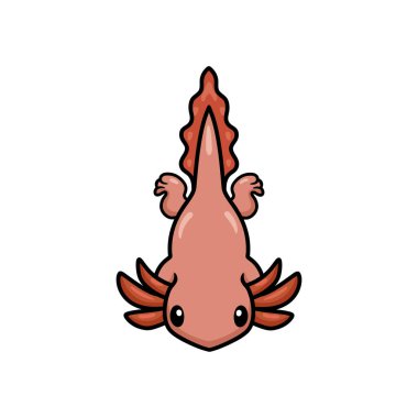 Şirin axolotl çizgi film yüzüşü. Vektör illüstrasyonu