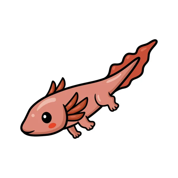 Cute Axolotl Cartoon Swimming Vector Illustration — Stock Vector