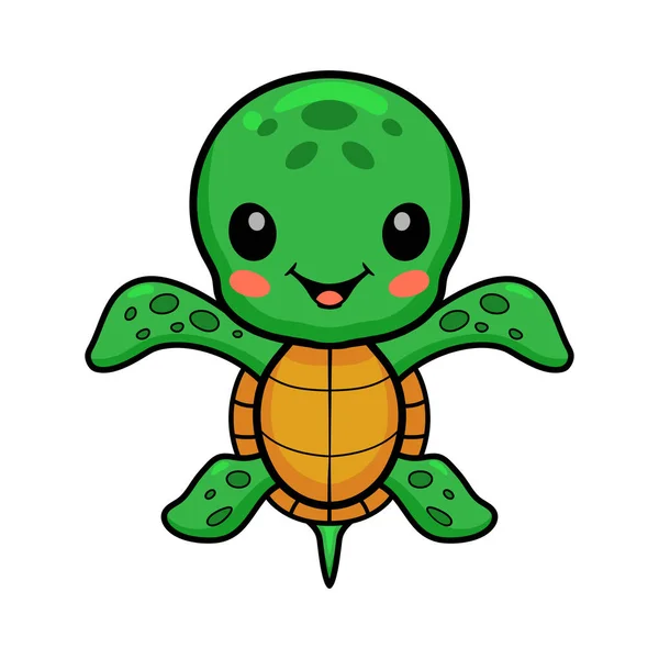 Vector Illustration Cute Little Turtle Posing — стоковый вектор