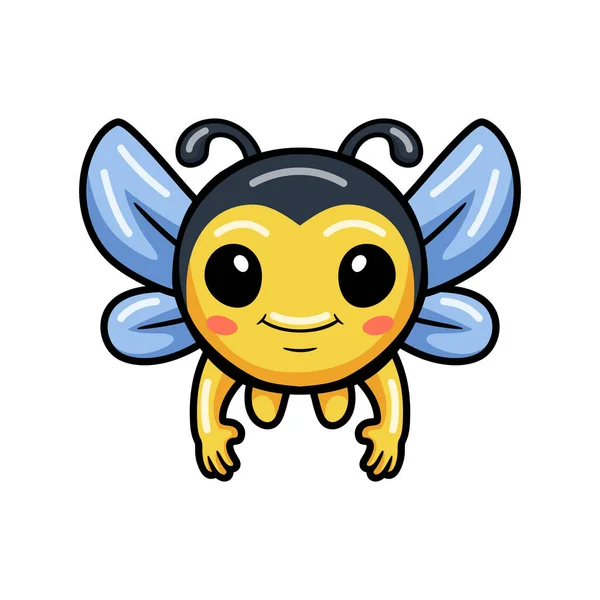 Vector Illustration Cute Little Bee Cartoon Flying — Stock Vector