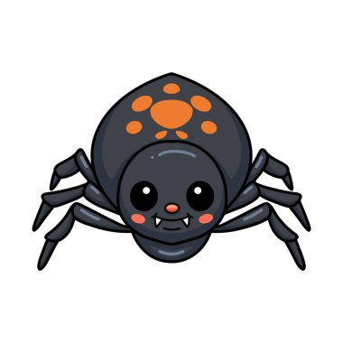 Küçük şirin siyah örümcek çizgi filminin vektör çizimi