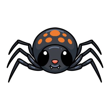 Küçük şirin siyah örümcek çizgi filminin vektör çizimi