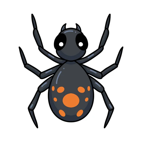 Vector Illustration Cute Little Black Spider Cartoon — Stock Vector