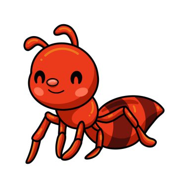 Şirin, küçük kırmızı karınca çizgi filminin Vektör İllüstrasyonu