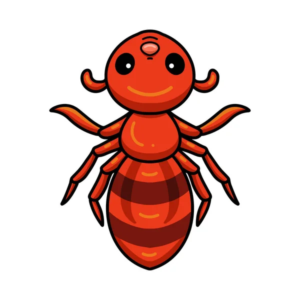 Διάνυσμα Εικονογράφηση Του Χαριτωμένο Μικρό Κόκκινο Μυρμήγκι Κινούμενα Σχέδια — Διανυσματικό Αρχείο