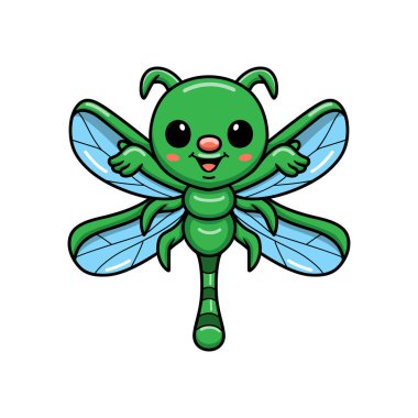 Şirin, küçük yeşil yusufçuk çizgi filminin vektör çizimi