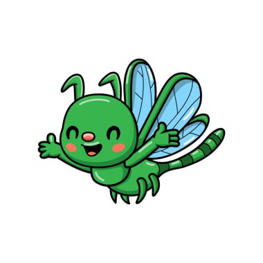 Şirin, küçük yeşil yusufçuk çizgi filminin vektör çizimi