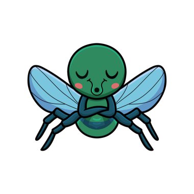 Küçük şirin ev sineği çizgi filminin uyuyuşunun vektör çizimi