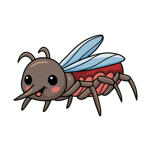 Vector Illustration Cute Little Mosquito Cartoon Posing — Stock Vector