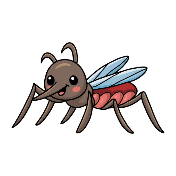 Wektor Ilustracja Cute Little Mosquito Kreskówki Pozowanie — Wektor stockowy