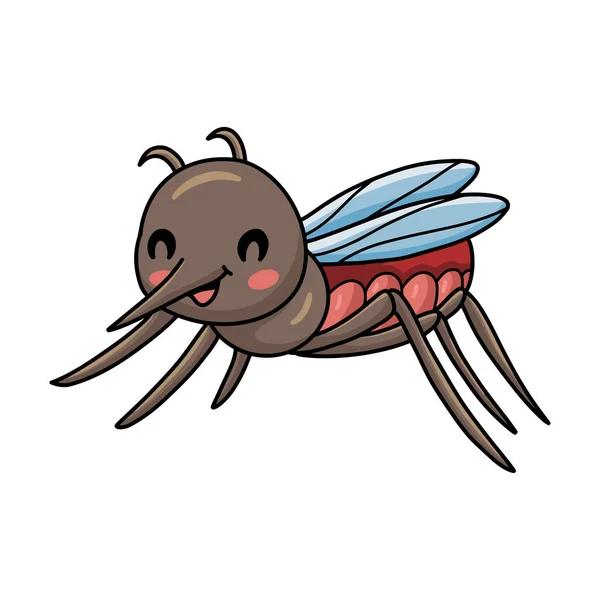 Vetor Ilustração Bonito Pequeno Mosquito Desenho Animado Posando —  Vetores de Stock