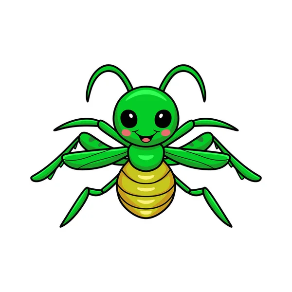 Vector Illustration Cute Little Mantis Cartoon Posing — Stock Vector