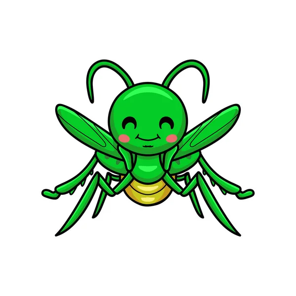 Vector Illustration Cute Little Mantis Cartoon Character — Stock Vector