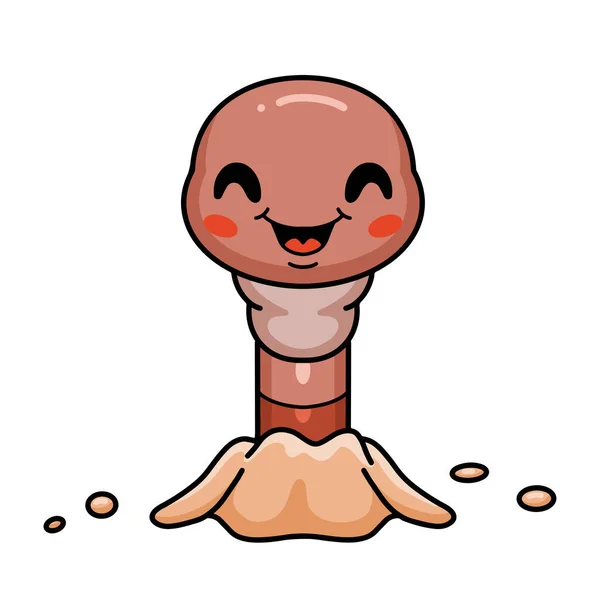 Vector Illustration Cute Little Worm Cartoon Character — Stock Vector