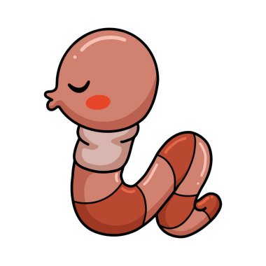 Küçük şirin solucan karikatürü öpüşmesinin vektör çizimi