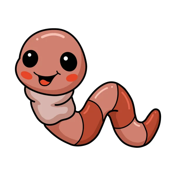 Wektor Ilustracja Cute Little Worm Postać Kreskówki — Wektor stockowy