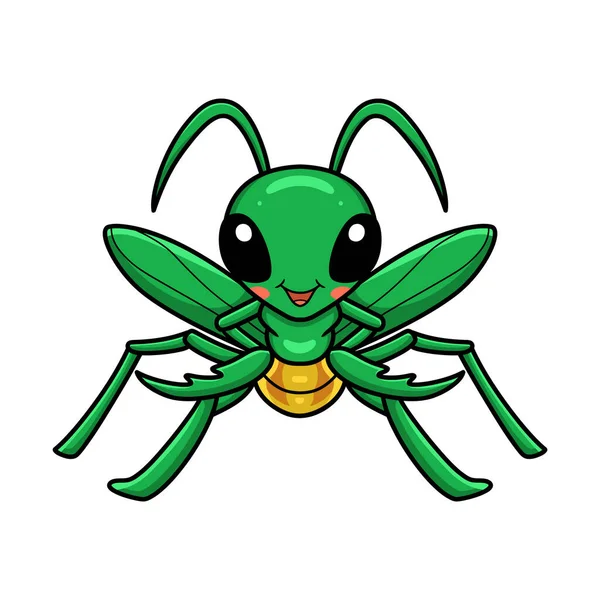 Vector Illustration Cute Little Mantis Cartoon Character — Stock Vector