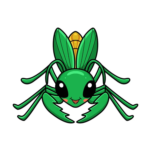 Illustration Vectorielle Mignon Petit Personnage Dessin Animé Mantis — Image vectorielle